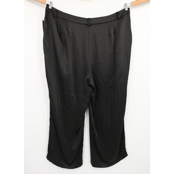 Vince Camuto Dress Pants Black Wide Leg Front Pleat Satin Pleated Trousers 24W - Picture 12 of 12